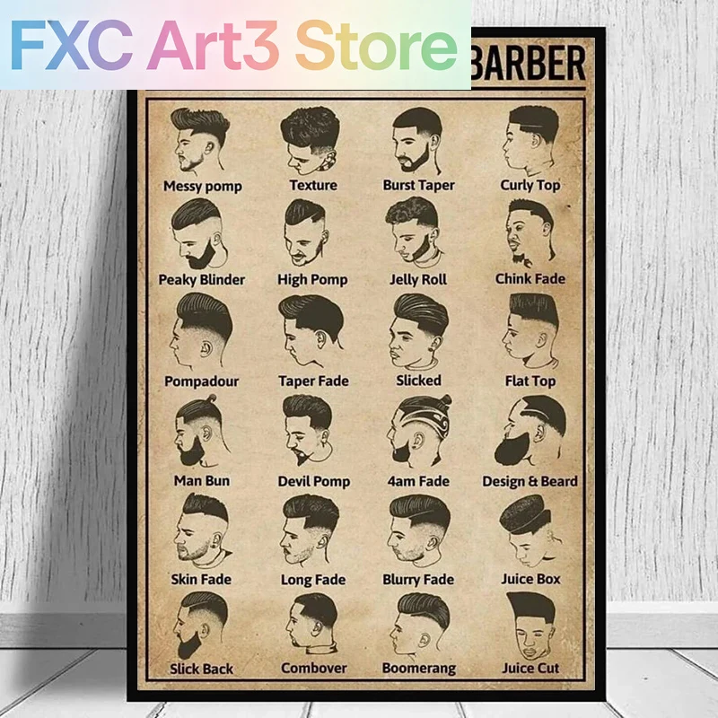 Home Barbershop - 프레임리스, 레트로 스타일의 헤어컷 이발사 포스터