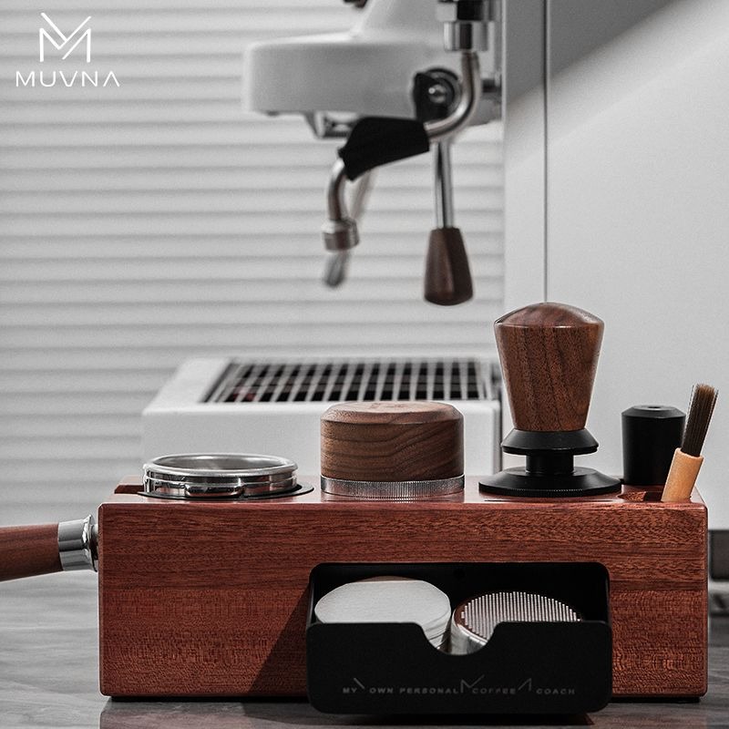 Home Barista - MUVNA 커피 탬퍼 스테이션 우드 포타필터