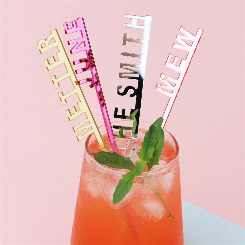 맞춤형 이름 스위즐 스틱 아크릴 테이블 플레이스 카드, - Cocktail Recipe Book 리뷰 및 가격