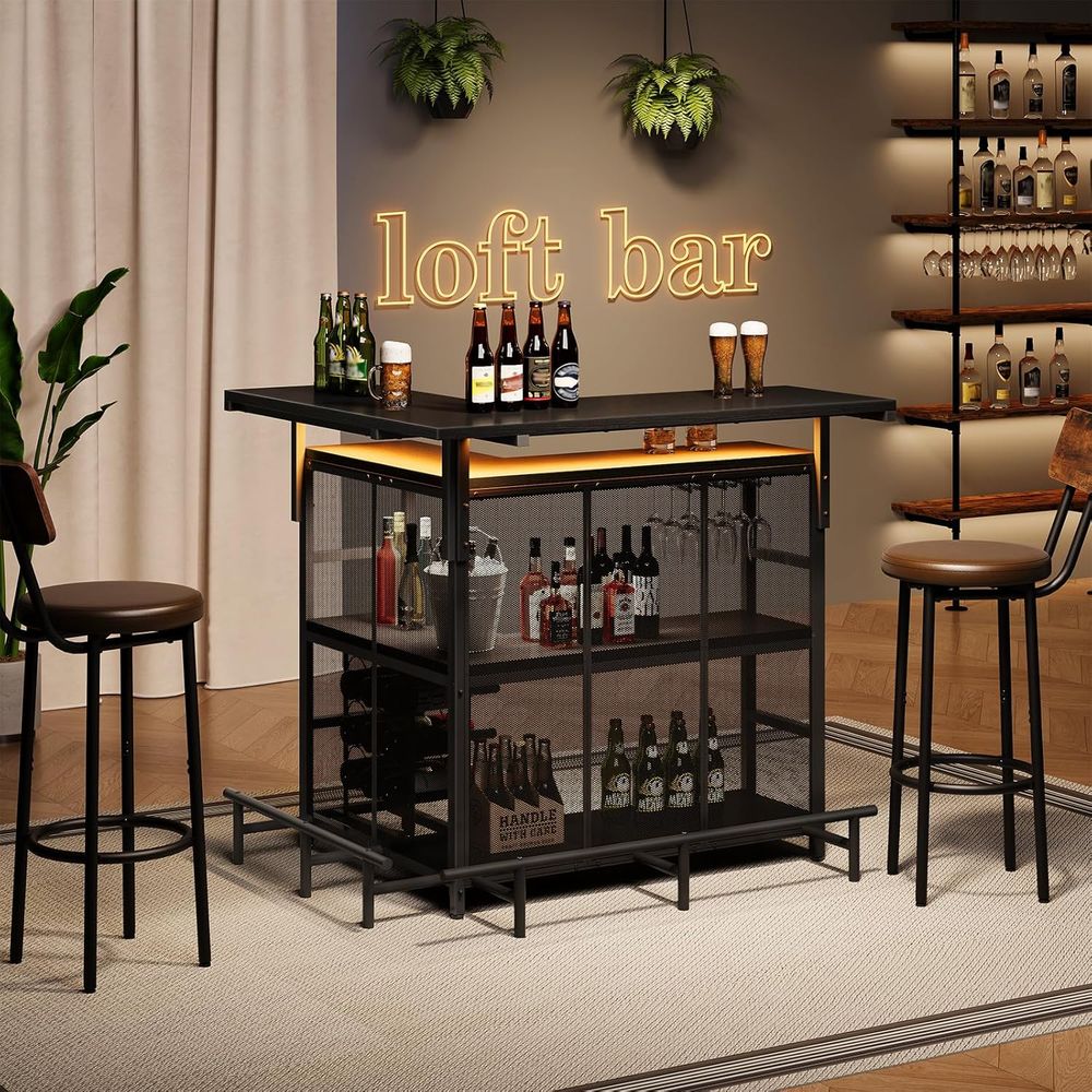 홈 바 유닛, L자형 바 테이블(잔 홀더 포함), 4단 - Home Bar Shelves 리뷰 및 가격