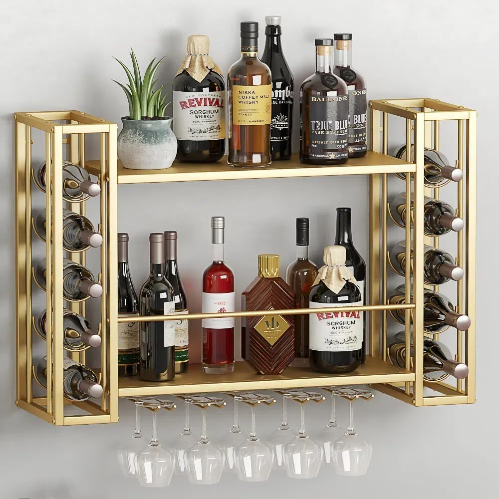 벽걸이형 와인랙, 와인잔걸이가 있는 벽걸이형 와인랙,  - Home Bar Shelves 리뷰 및 가격