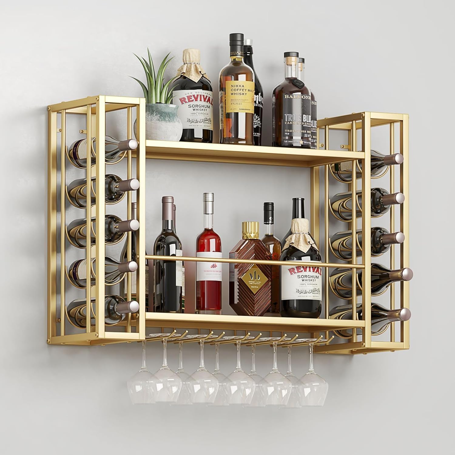 벽걸이형 와인랙, 와인잔걸이가 있는 벽걸이형 와인랙,  - Home Bar Shelves 리뷰 및 가격